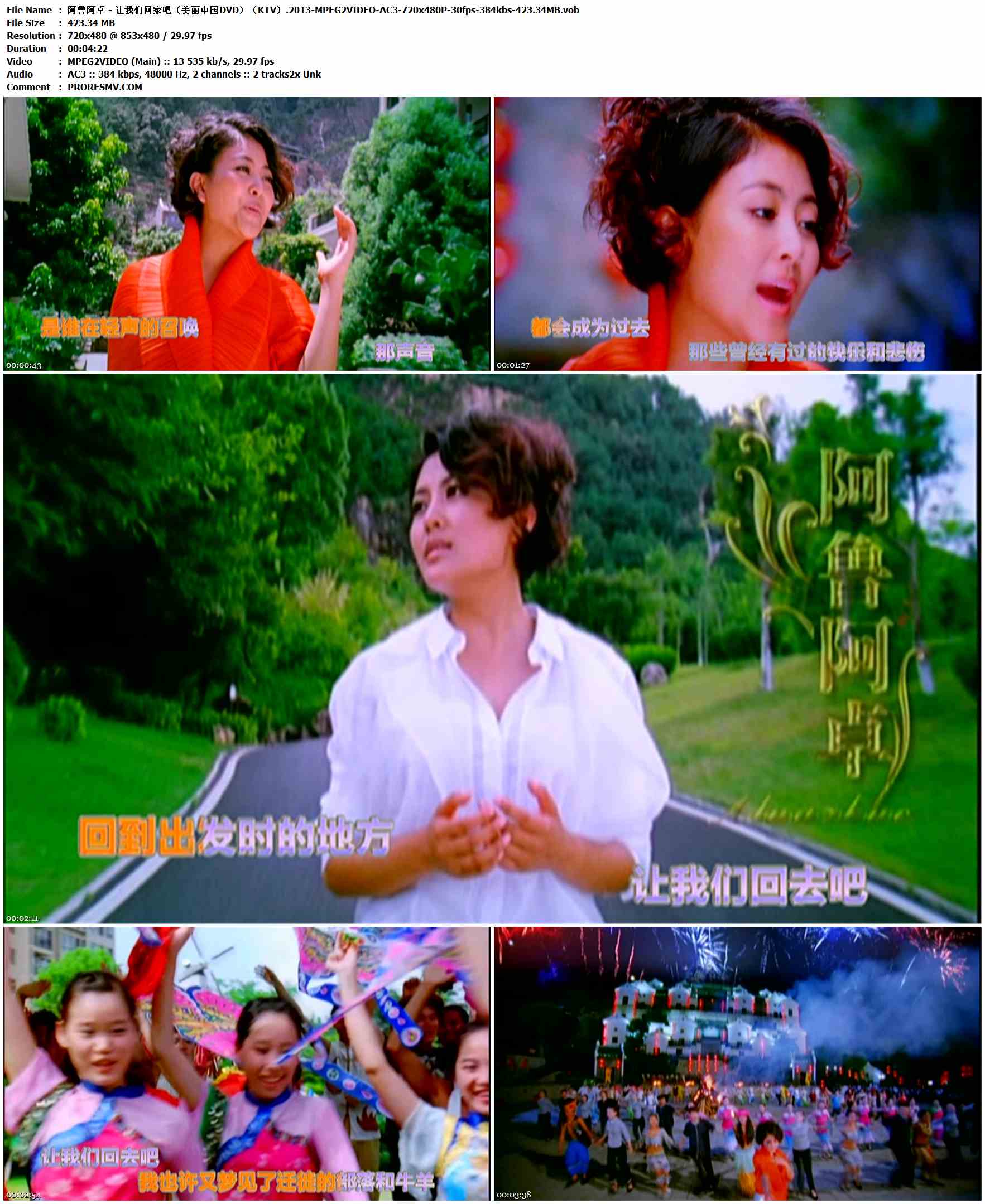 阿鲁阿卓 - 让我们回家吧（美丽中国DVD）（KTV）.2013-MPEG2VIDEO-AC3-720x480P-30fps-384kbs-423.34MB官方MV_高清MV